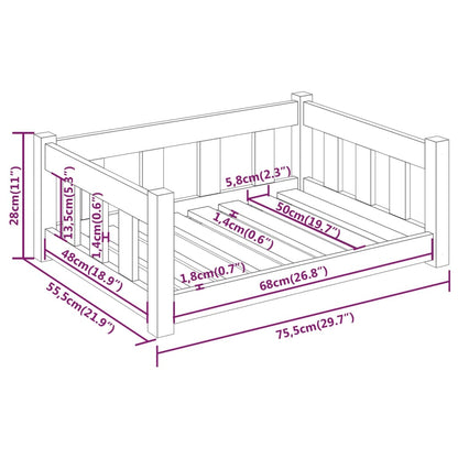 Hondenmand 75,5X55,5X28 Cm Massief Grenenhout Bruin - Design Meubelz