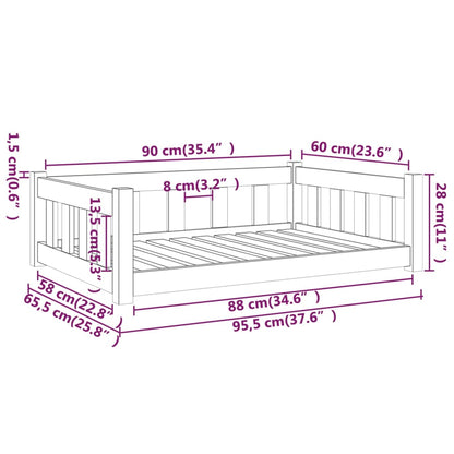 Hondenmand 95,5X65,5X28 Cm Massief Grenenhout Bruin - Design Meubelz