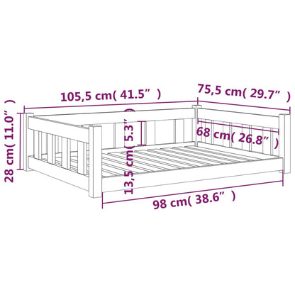 Hondenmand 105,5X75,5X28 Cm Massief Grenenhout Wit Wit - Design Meubelz