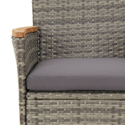 9-Delige Tuinset Met Kussens Poly Rattan Grijs - Design Meubelz