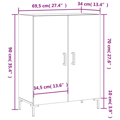 Dressoir 69,5X34X90 Cm Bewerkt Hout Gerookt Eikenkleurig - Design Meubelz