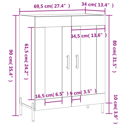 Dressoir 69,5X34X90 Cm Bewerkt Hout Grijs Sonoma Eikenkleurig - Design Meubelz