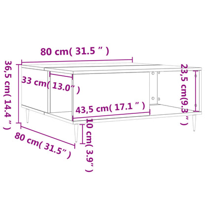 Salontafel 80X80X36,5 Cm Bewerkt Hout Grijs Sonoma Eikenkleurig - Design Meubelz