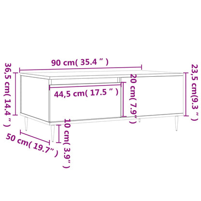 Salontafel 90X50X36,5 Cm Bewerkt Hout Betongrijs - Design Meubelz