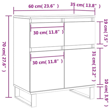 Dressoir 60X35X70 Cm Bewerkt Hout Betongrijs - Design Meubelz