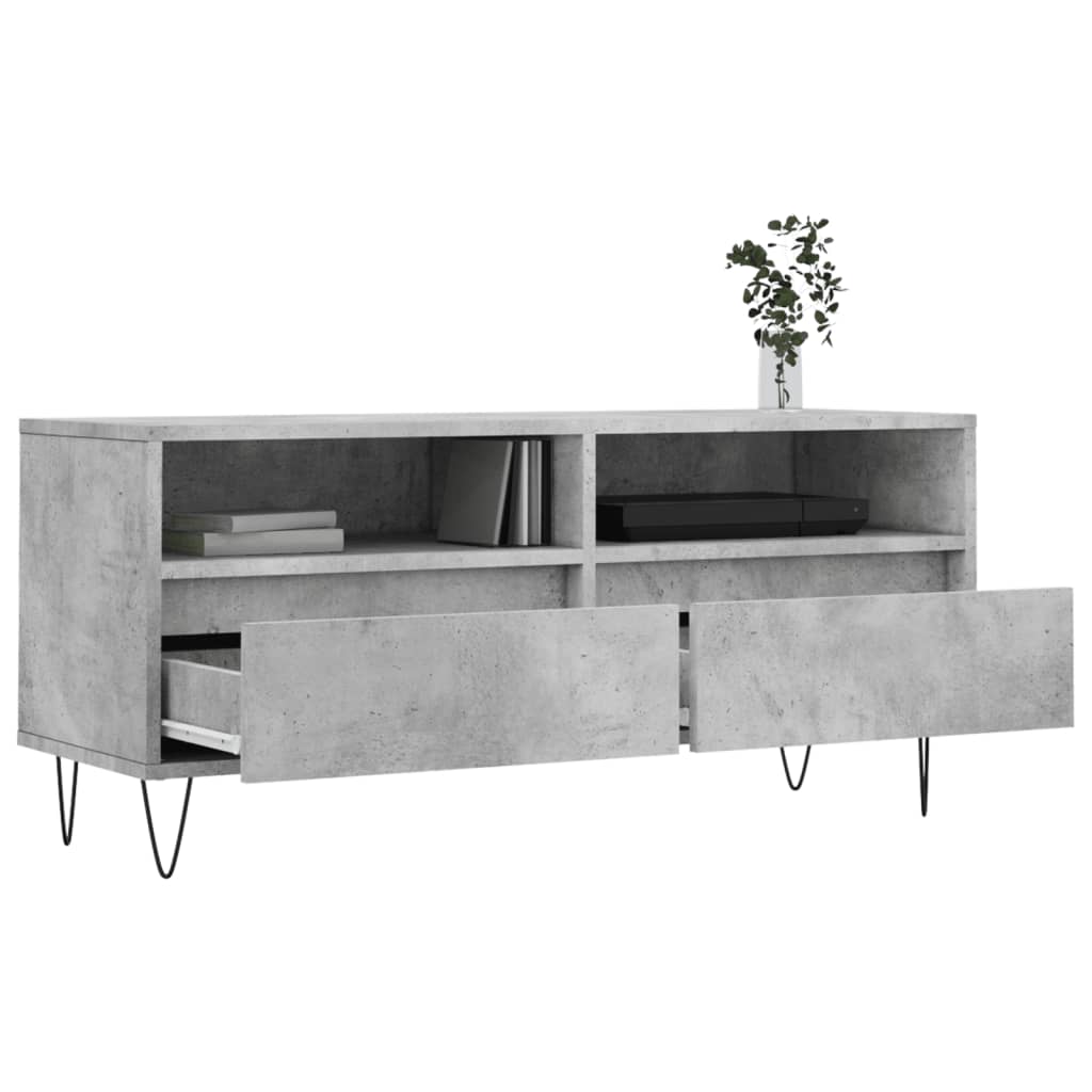 Tv-Meubel 100X34,5X44,5 Cm Bewerkt Hout Betongrijs Betongrijs - Design Meubelz