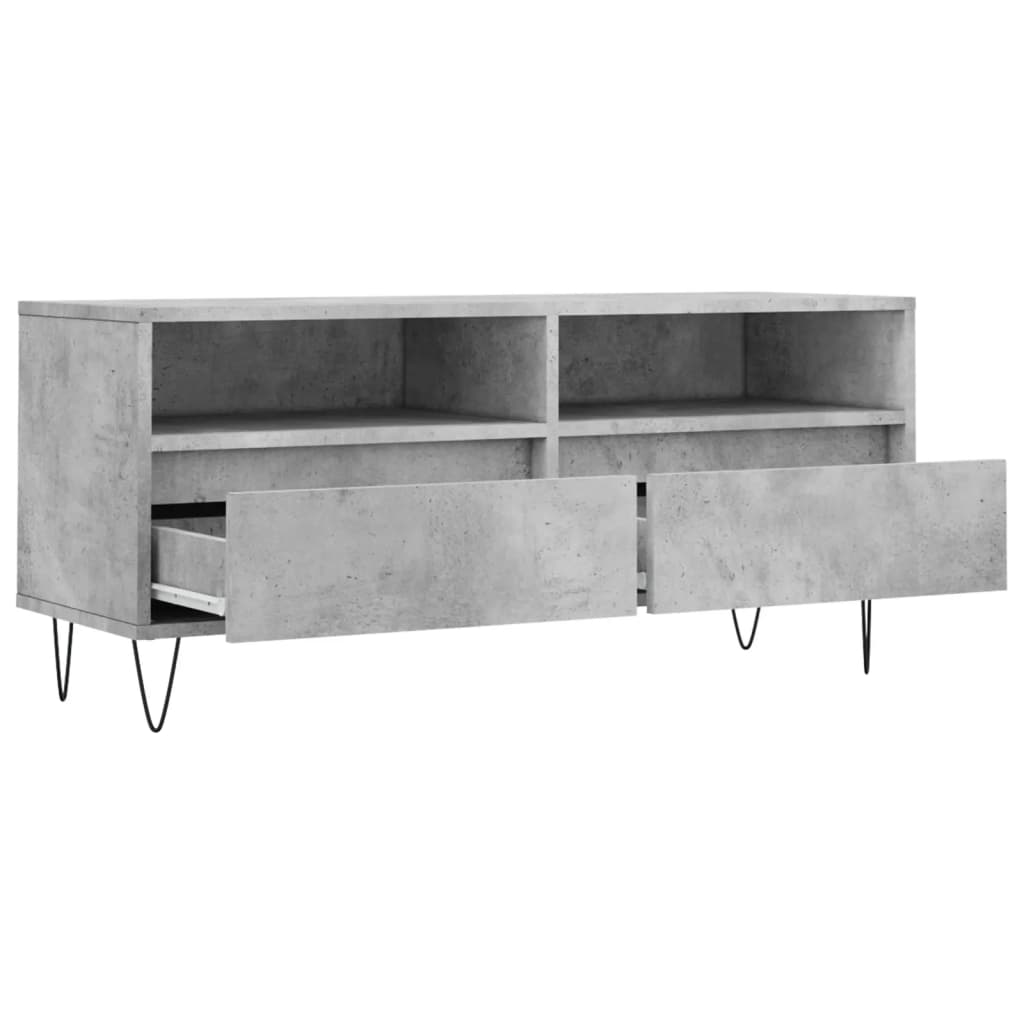 Tv-Meubel 100X34,5X44,5 Cm Bewerkt Hout Betongrijs Betongrijs - Design Meubelz