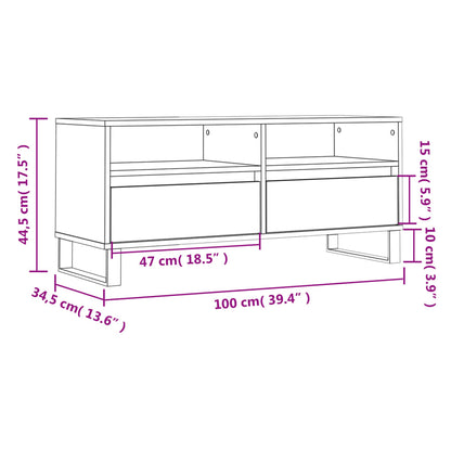 Tv-Meubel 100X34,5X44,5 Cm Bewerkt Hout Wit Wit - Design Meubelz