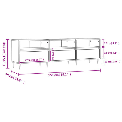 Tv-Meubel 150X30X44,5 Cm Bewerkt Hout Zwart Zwart - Design Meubelz