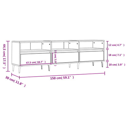 Tv-Meubel 150X30X44,5 Cm Bewerkt Hout Betongrijs Betongrijs - Design Meubelz