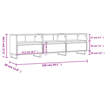 Tv-Meubel 150X30X44,5 Cm Bewerkt Hout Grijs Sonoma Eikenkleurig Grijs sonoma - Design Meubelz