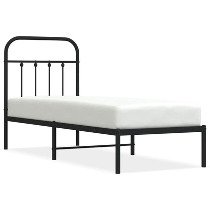 Bedframe Met Hoofdbord Metaal Zwart 75X190 Cm - Design Meubelz