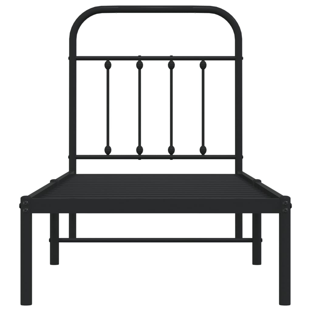 Bedframe Met Hoofdbord Metaal Zwart 75X190 Cm - Design Meubelz