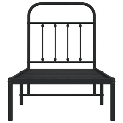 Bedframe Met Hoofdbord Metaal Zwart 75X190 Cm - Design Meubelz