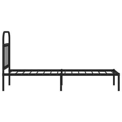 Bedframe Met Hoofdbord Metaal Zwart 75X190 Cm - Design Meubelz