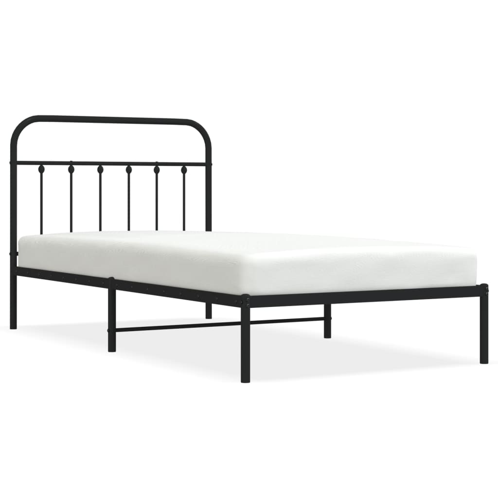 Bedframe Met Hoofdbord Metaal Zwart 100X200 Cm - Design Meubelz