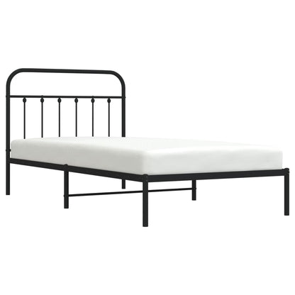 Bedframe Met Hoofdbord Metaal Zwart 100X200 Cm - Design Meubelz