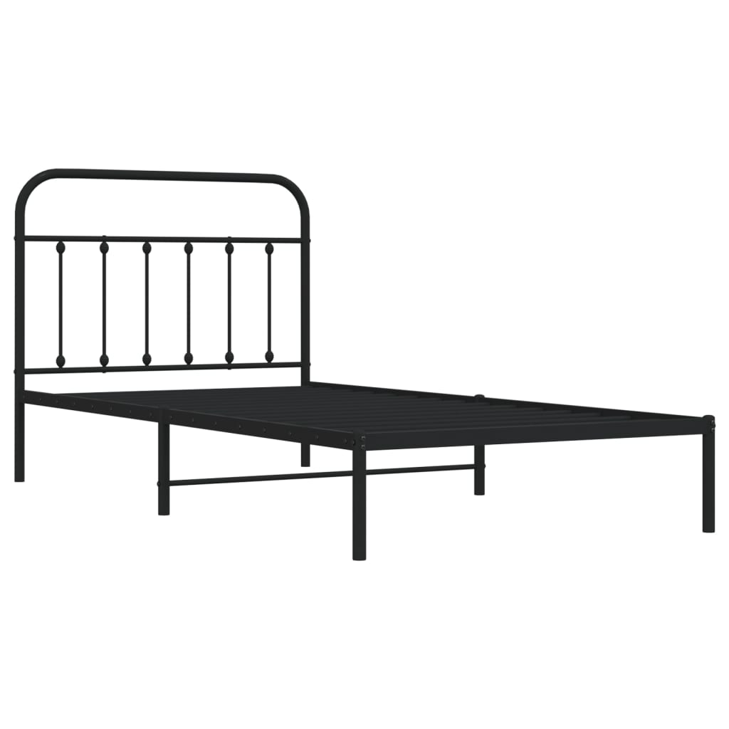 Bedframe Met Hoofdbord Metaal Zwart 100X200 Cm - Design Meubelz