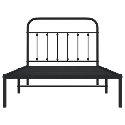 Bedframe Met Hoofdbord Metaal Zwart 100X200 Cm - Design Meubelz