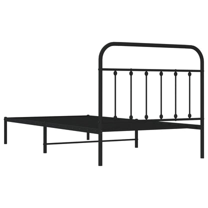 Bedframe Met Hoofdbord Metaal Zwart 100X200 Cm - Design Meubelz