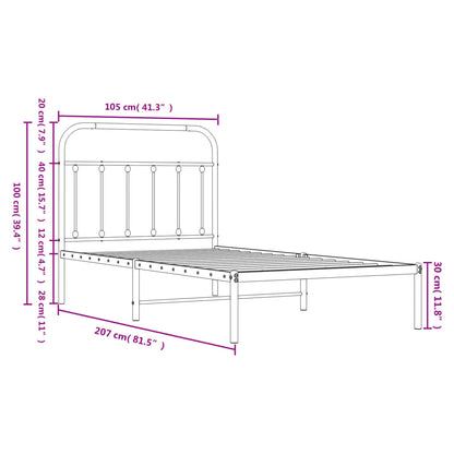 Bedframe Met Hoofdbord Metaal Zwart 100X200 Cm - Design Meubelz