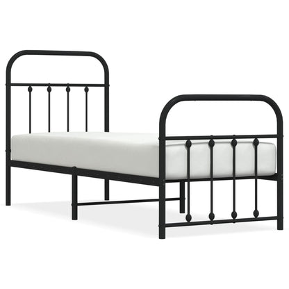 Bedframe Met Hoofd- En Voeteneinde Metaal Zwart 75X190 Cm - Design Meubelz