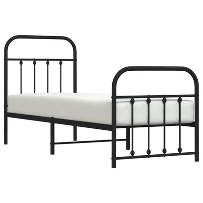 Bedframe Met Hoofd- En Voeteneinde Metaal Zwart 75X190 Cm - Design Meubelz