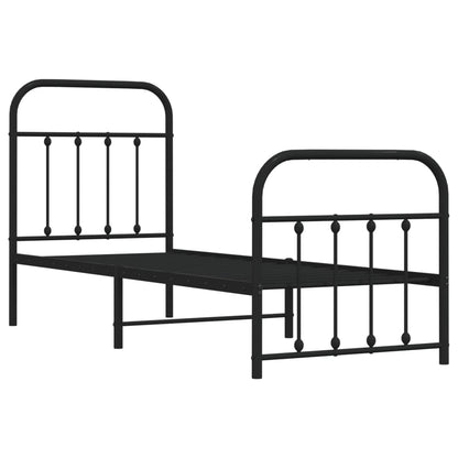 Bedframe Met Hoofd- En Voeteneinde Metaal Zwart 75X190 Cm - Design Meubelz