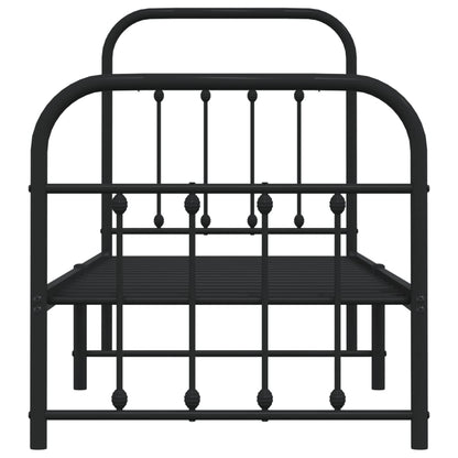 Bedframe Met Hoofd- En Voeteneinde Metaal Zwart 75X190 Cm - Design Meubelz