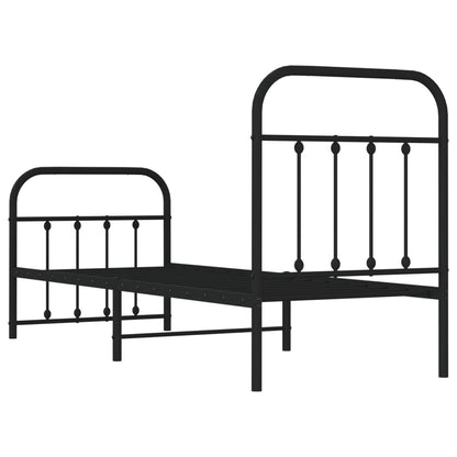 Bedframe Met Hoofd- En Voeteneinde Metaal Zwart 75X190 Cm - Design Meubelz