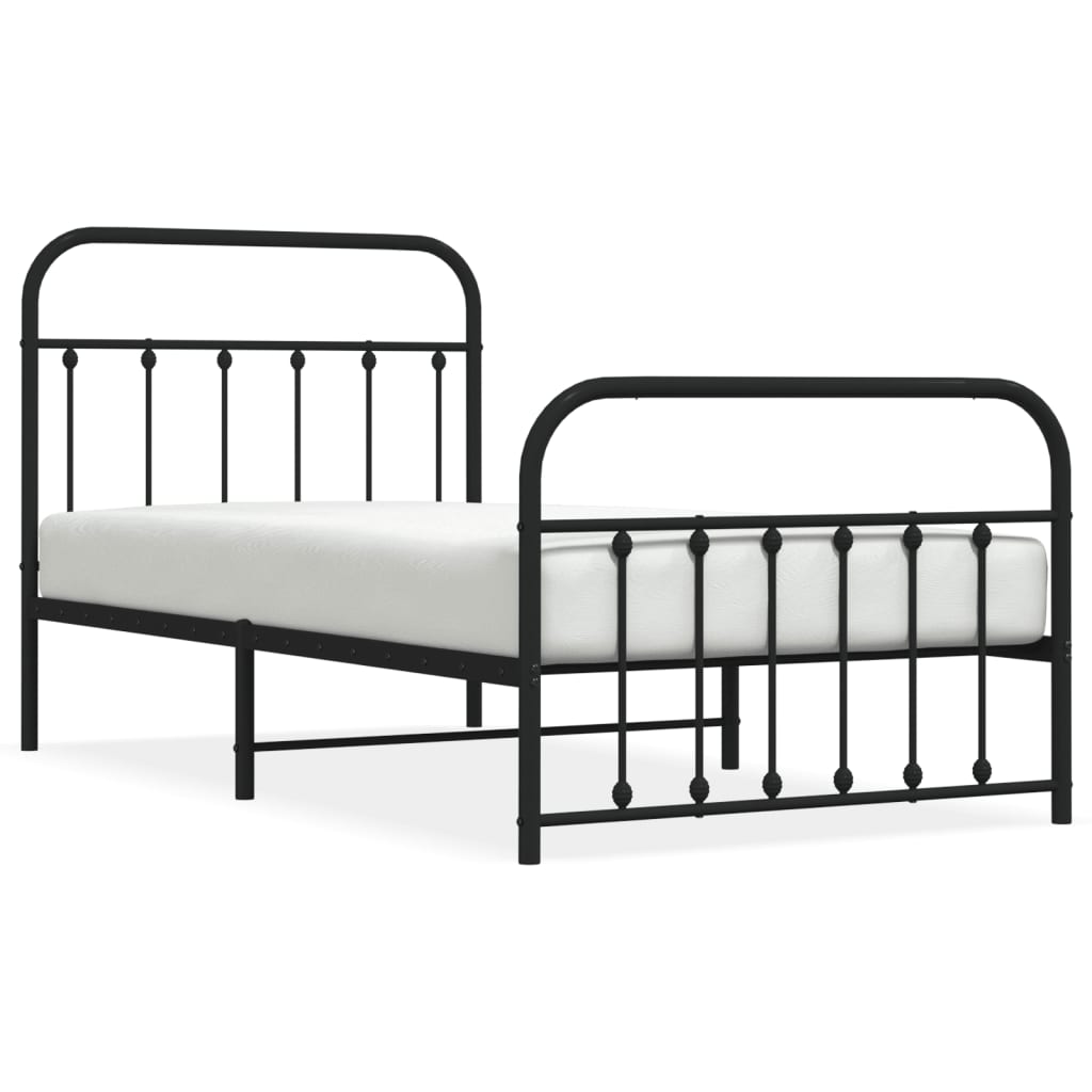 Bedframe Met Hoofd- En Voeteneinde Metaal Zwart 100X190 Cm - Design Meubelz