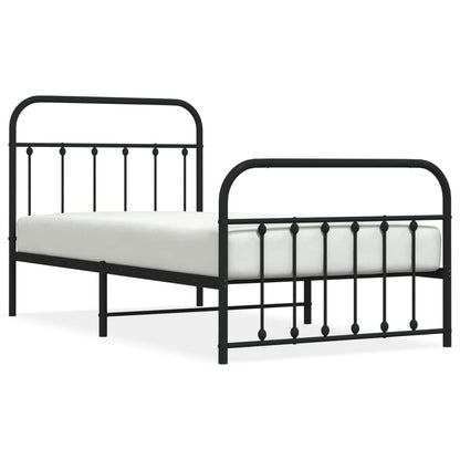 Bedframe Met Hoofd- En Voeteneinde Metaal Zwart 100X190 Cm - Design Meubelz