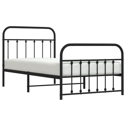 Bedframe Met Hoofd- En Voeteneinde Metaal Zwart 100X190 Cm - Design Meubelz