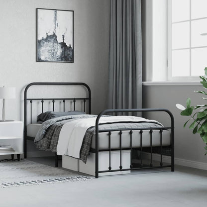 Bedframe Met Hoofd- En Voeteneinde Metaal Zwart 100X190 Cm - Design Meubelz