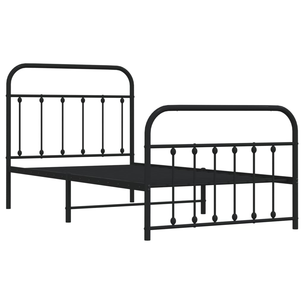 Bedframe Met Hoofd- En Voeteneinde Metaal Zwart 100X190 Cm - Design Meubelz