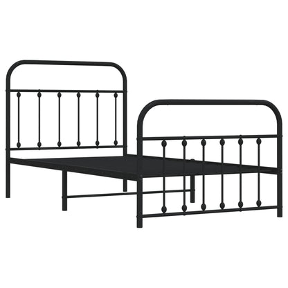 Bedframe Met Hoofd- En Voeteneinde Metaal Zwart 100X190 Cm - Design Meubelz