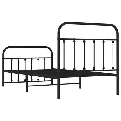 Bedframe Met Hoofd- En Voeteneinde Metaal Zwart 100X190 Cm - Design Meubelz