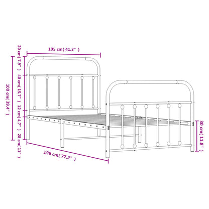 Bedframe Met Hoofd- En Voeteneinde Metaal Zwart 100X190 Cm - Design Meubelz