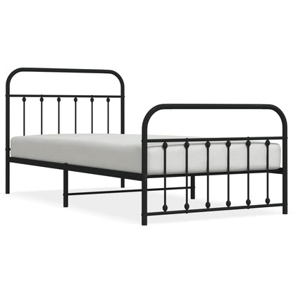 Bedframe Met Hoofd- En Voeteneinde Metaal Zwart 107X203 Cm - Design Meubelz