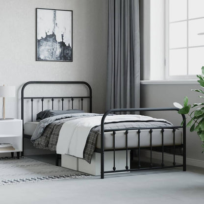 Bedframe Met Hoofd- En Voeteneinde Metaal Zwart 107X203 Cm - Design Meubelz