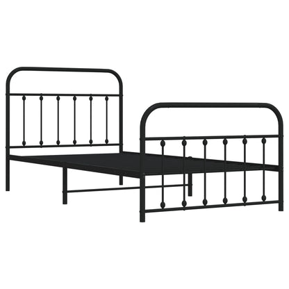 Bedframe Met Hoofd- En Voeteneinde Metaal Zwart 107X203 Cm - Design Meubelz