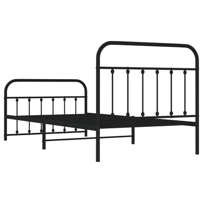 Bedframe Met Hoofd- En Voeteneinde Metaal Zwart 107X203 Cm - Design Meubelz