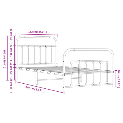 Bedframe Met Hoofd- En Voeteneinde Metaal Zwart 107X203 Cm - Design Meubelz