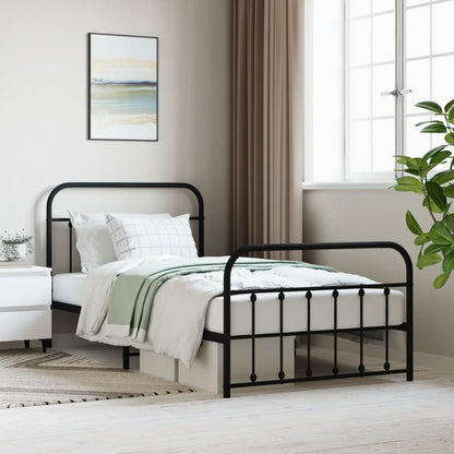 Bedframe Met Hoofd- En Voeteneinde Metaal Zwart 107X203 Cm - Design Meubelz