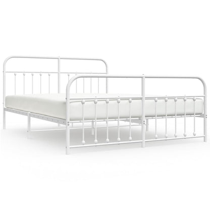 Bedframe Met Hoofd- En Voeteneinde Metaal Wit 180X200 Cm - Design Meubelz