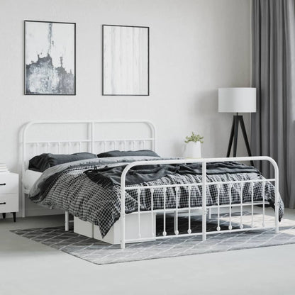 Bedframe Met Hoofd- En Voeteneinde Metaal Wit 180X200 Cm - Design Meubelz