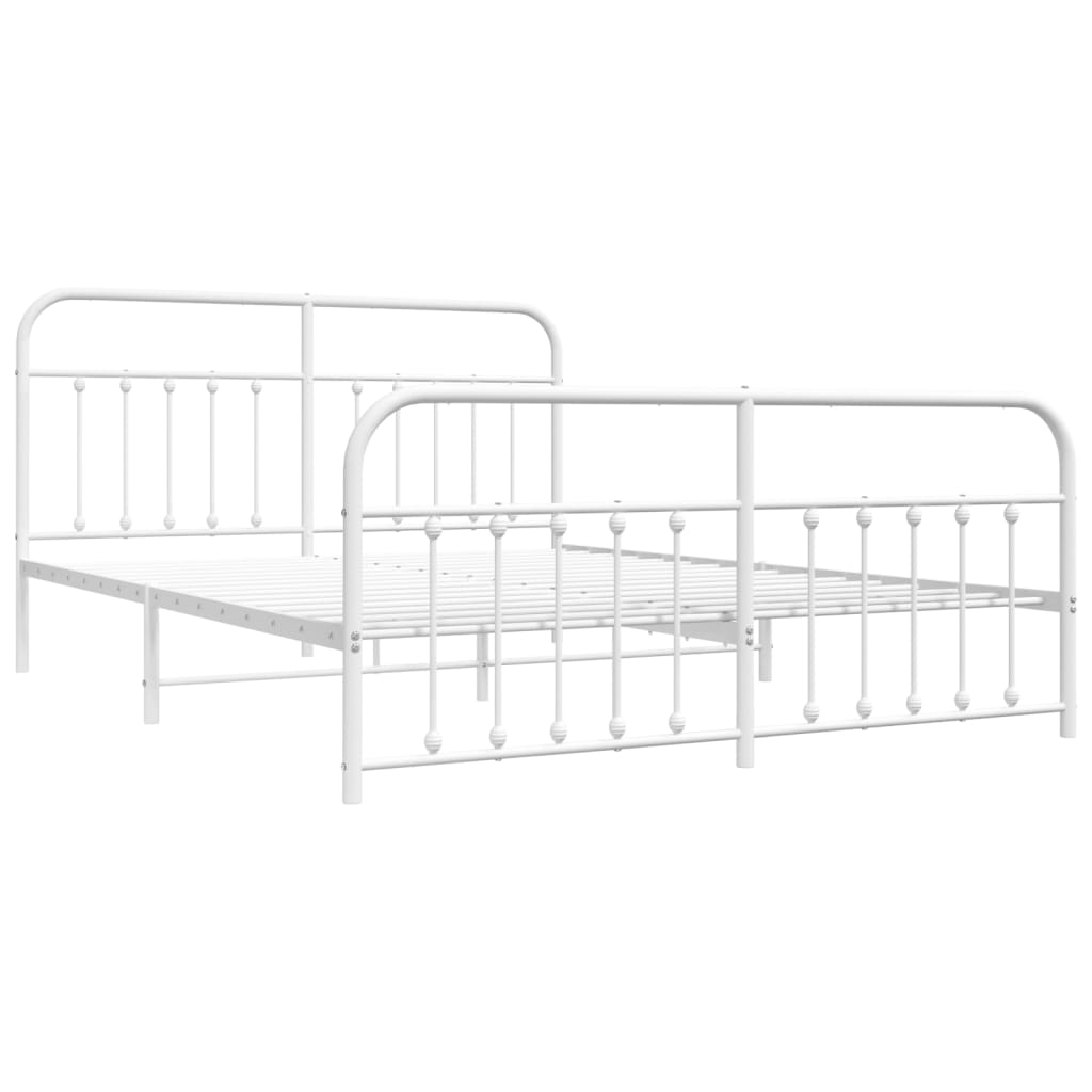 Bedframe Met Hoofd- En Voeteneinde Metaal Wit 180X200 Cm - Design Meubelz