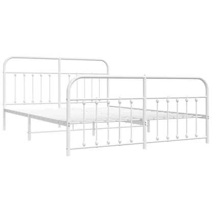 Bedframe Met Hoofd- En Voeteneinde Metaal Wit 180X200 Cm - Design Meubelz