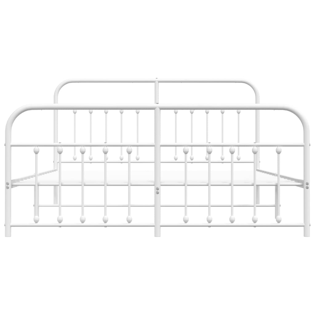 Bedframe Met Hoofd- En Voeteneinde Metaal Wit 180X200 Cm - Design Meubelz