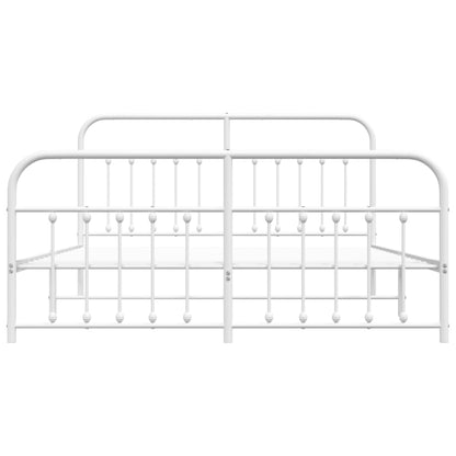 Bedframe Met Hoofd- En Voeteneinde Metaal Wit 180X200 Cm - Design Meubelz